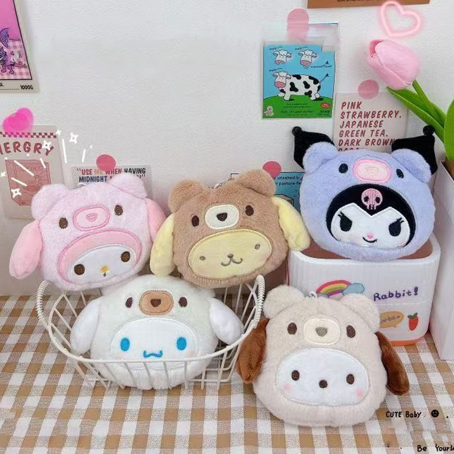 Lip Balm - Portamonete in peluche, ciondolo, custodia per